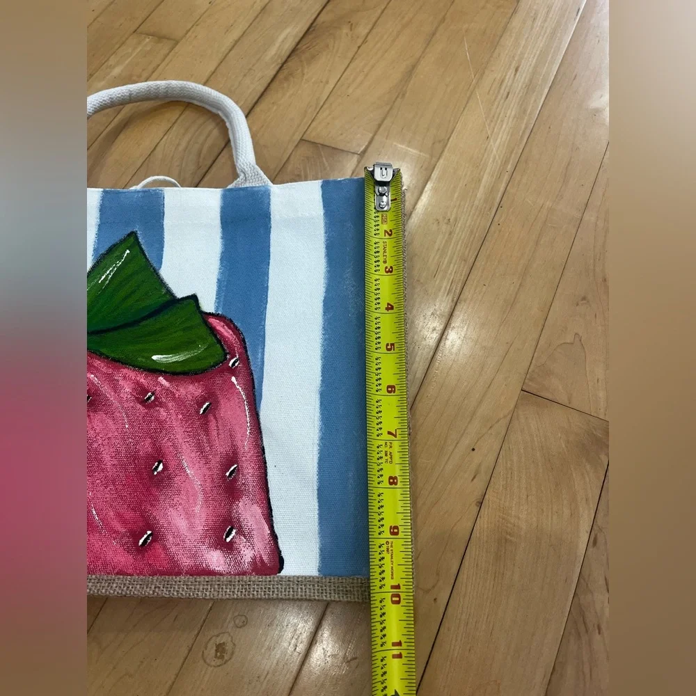 Strawberry Canvas Tote Bag - Green, Red, and Blue - Picture 6 of 8